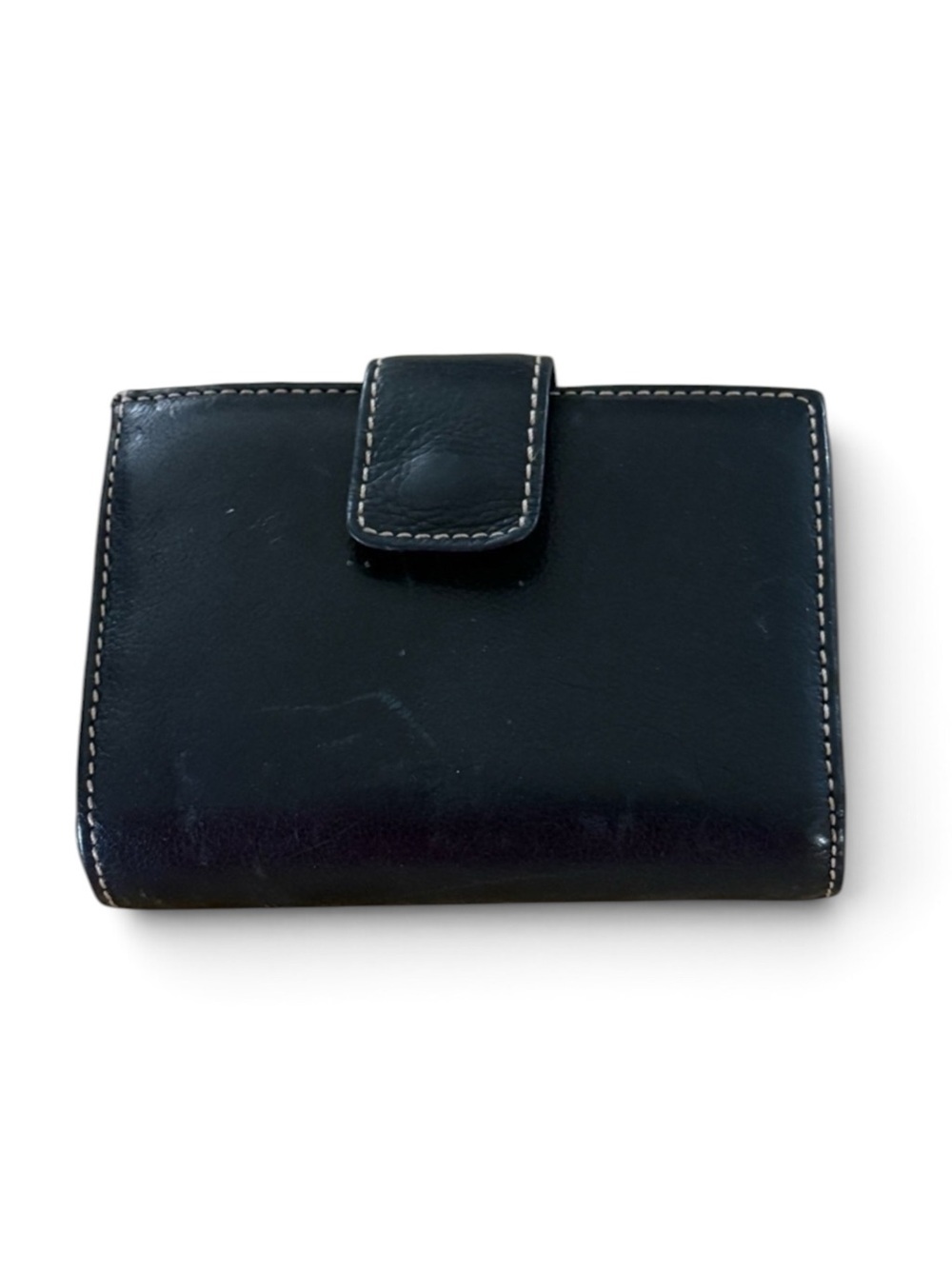 Black Leather Wallet with Stitching